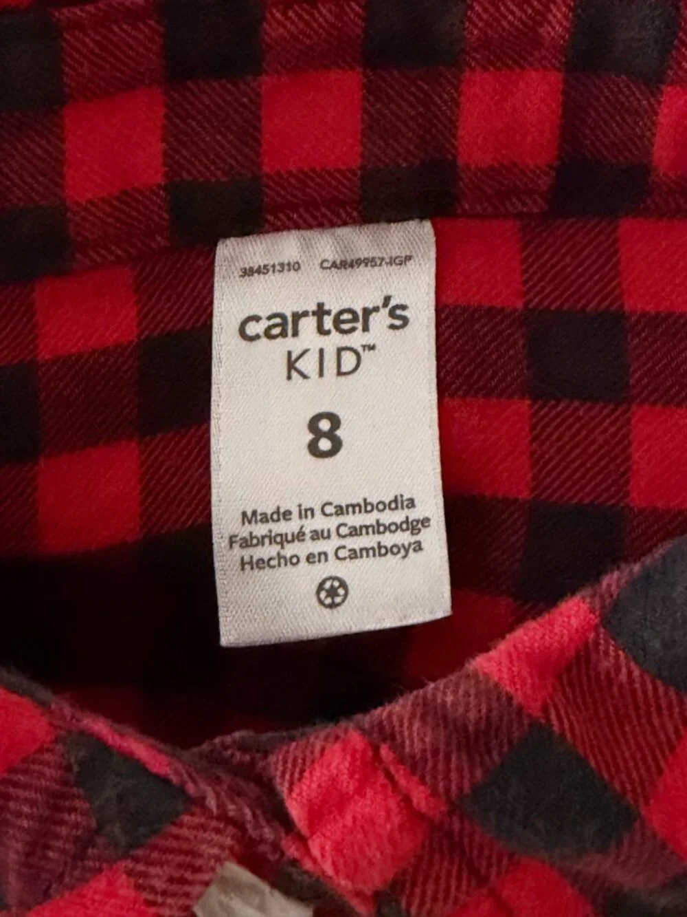 Carter’s Buffalo Plaid Button Down Shirt• 8 Years